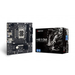 BIOSTAR H610MH D5, Socket 1700, Intel® H610 (14/13/12th Gen CPU), CPU graphics, VGA, HDMI, Dual 2xDDR5-4800, 1xPCIe X16 4.0, 4xSATA3, 1xPCIe X1, 1xM.2, ALC897 HDA, 1xGbE LAN, 4xUSB3.2, mATX